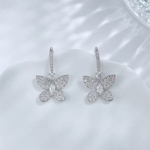 Pendientes de <span class=keywords><strong>Mariposa</strong></span> con Diamantes Cultivados en Laboratorio, Oro Blanco de 18K, Pendientes Finos para Mujer, Pendientes con Diamantes de Laboratorio - Product Image 2