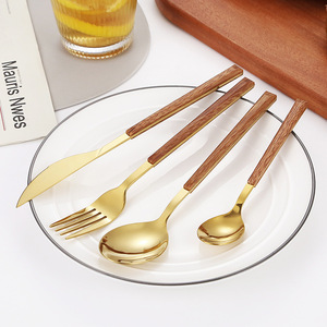 Stainless Steel Wooden Handle Cutlery <b>Set</b> 12 Pieces Knife Fork Spoon Dishwasher Safe For Dining Tableware - Product Image 2