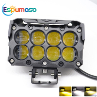 Phares de moto à LED Espumoso 8 lentilles 80W avec refroidissement par ventilateur, feux de travail, projecteurs antibrouillard pour moto, camion, voiture