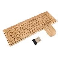 Ensemble clavier et souris sans fil multimédia en bois de bambou Ensemble combiné clavier et souris USB pour coffret cadeau Artisanat en bambou