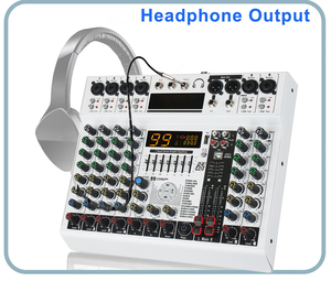 GAX-ME06 Console de mixage audio professionnelle 99 bits DSP avec écran rétroéclairé USB, 6 canaux, lecteur MP3 intégré, Bluetooth, en aluminium - Product Image 5