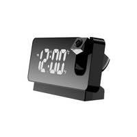Horloge numérique muette à grand écran LED Horloge de bureau alimentée par USB Réveil à projection réglable à 180 degrés Câble USB électronique carré