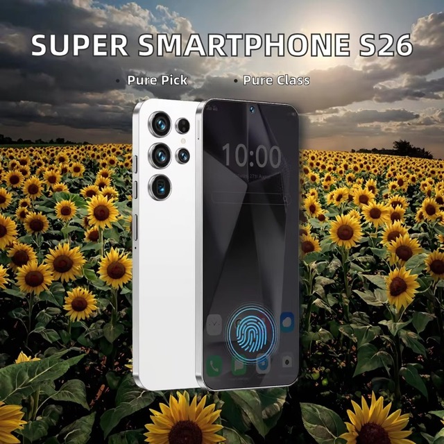2026 New Arrival Original Super Smartphone S26 22GB+512GB 5G Dual Sim Face Unlock Deca Core CPU 108MP Rear Camera 144Hz French