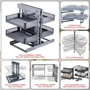 TIANYI Modern <b>Kitchen</b> Cabinet Accessories Double Layer Aluminium Electric Lift Pull-Down Organizer Large Capacity <b>Drawer</b> Basket - Product Image 2