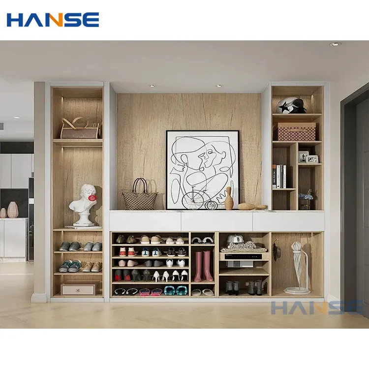 Organizador de zapatos de madera para el hogar, mueble de diseño moderno, grande, de roble, sólido, armario de almacenamiento