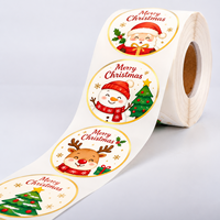 Étiquettes autocollantes de Noël personnalisées, autocollants ronds en feuille d'or, étiquettes d'emballage de Noël personnalisées, étiquettes pour boîtes cadeaux, pots de bougies, OEM