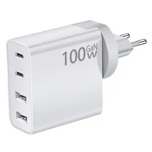 100 Вт USB C PD компактный 2C2A 4 порта GaN адаптер с пользовательским логотипом Тип Портативное зарядное устройство для быстрой зарядки настенное зарядное устройство