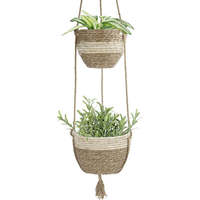 Paniers suspendus Jardinière à 2 niveaux pour plantes d'intérieur Paniers de pots de fleurs suspendus pour le stockage
