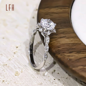 แหวนแต่งงาน18K สีทอง18K แหวนทองคู่สำหรับผู้หญิงเพทายแท้18K - Product Image 3