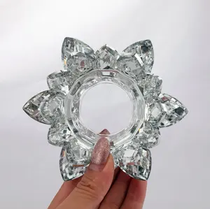 Silver Coating Crystal Lotus Flower Tealight Candle Holder MH-Z0265