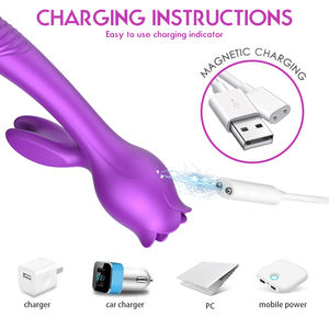 3-in-1-<span class=keywords><strong>Rabbit</strong></span>-Vibrator in Rosenform mit Saug-, Stoß- und Vibrationsfunktion zur G-Punkt-, Vaginal- und Klitorisstimulation – Sextoy für Frauen - Product Image 5