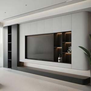 Meuble TV mural moderne en bois avec rangement, design contemporain pour salon - Product Image 1