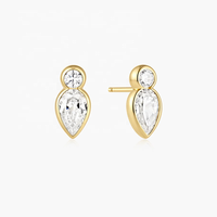 LOZRUNVE Boucles d'oreilles clous en argent sterling 925 avec double pierre en zircon et diamant taille poire, vente en gros