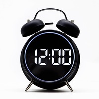 Jam Alarm LED Pintar Symbian Logo Kustom, Layar OLED, Pengisian Daya Nirkabel Cepat, Bel Ganda Super Keras untuk Kamar Tidur, Promo Panas