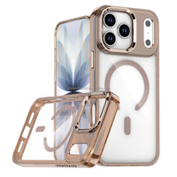 Nouvelle coque de téléphone antichoc en TPU PC transparent avec support d'objectif photo en aluminium couleur pour iPhone 18, tous modèles 17, 16, 15 Pro Max, 14, 13