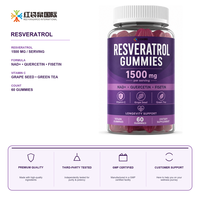Gummies véganes au Resvératrol, NAD+, Quercétine, Fisétine, Vitamine C, Pépins de Raisin, Thé Vert 1500 MG, Véganes, 60 Comprimés