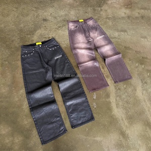 Pantalones Vaqueros Unisex Oversize de Fabricante, Diseño Personalizado con Cera, Pantalón de Mezclilla para Hombre, Alta Calidad, Estilo Urbano, Vintage, Pierna Recta, Vaqueros Encerados - Product Image 1