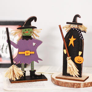 Venta caliente Decoraciones de Halloween <span class=keywords><strong>Brujas</strong></span> Fantasmas Adornos de madera pintados Disfraces de fiesta de Halloween Accesorios Adornos - Product Image 3