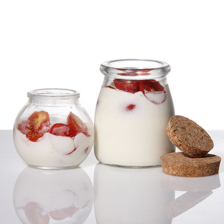 Custom Logo Empty Glass Pudding Container Optional Plastic Cap and Cork ...