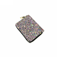 Dompet Pendek Wanita Berpayet Mode Baru 2021 Dompet Koin Ritsleting Mengkilap Clutch Mini Bling Bling untuk Wanita Pola Kustom
