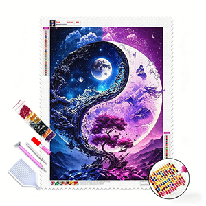 Kit Fai-da-Te per Pittura Diamante su Tela con Resina Yin Yang e Strass, Arte e Artigianato per Adulti, Decorazione Casa - Product Image 1