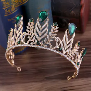 New style Rhinestones leaf Crown Bridal hair accessories wedding shining crystal crown many colors ZGH1032