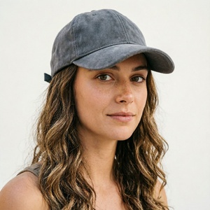 New Trendy Custom 6 Panel Adjustable Curved Brim Casual Hat Faux Suede <b>Baseball</b> <b>Cap</b> Classic Suede Leather Adjustable <b>Plain</b> Hat - Product Image 3