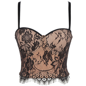 Top Corsetto in Pizzo Sexy Lingerie Bustier con Coppe per Feste in Discoteca Canotta da Donna con <span class=keywords><strong>Reggiseno</strong></span> Crop Top Push-up - Product Image 1