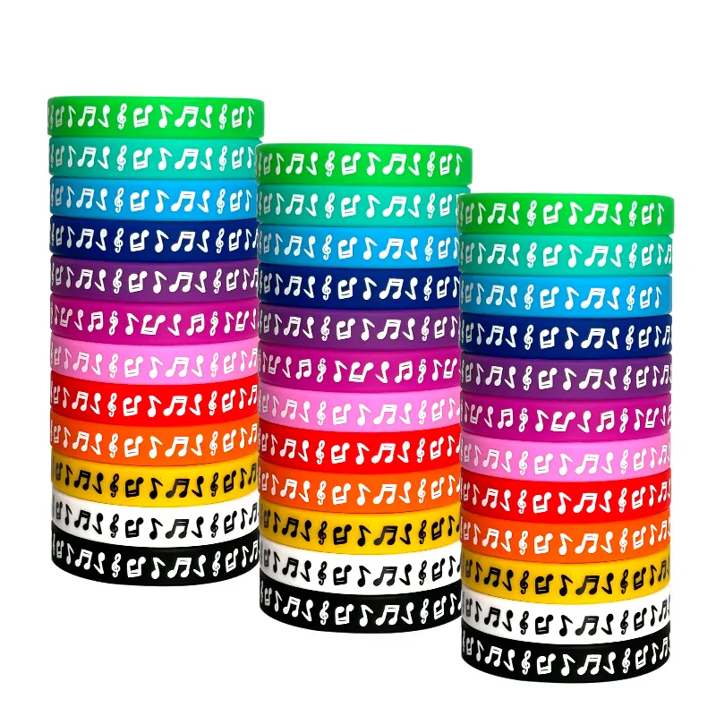 Gelang pesta musik gelang silikon konser gelang karet warna-warni Logo dapat disesuaikan