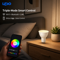 Ampoule intelligente RGB+CCT 5W 800lm 2700K-6500K à intensité variable, application Briturn, WiFi 2.4G, télécommande, option de douille GU10, utilisation domestique et hôtelière