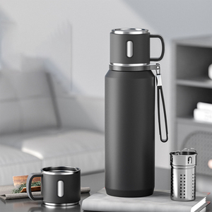 Bouteille isotherme à double paroi en acier inoxydable 316, grande capacité, portable, double usage, tasse à eau, 12h de conservation, personnalisable - Product Image 1