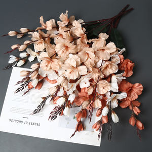L'orchidée épée de couleur d'automne très réaliste. C'est une décoration de maison chaude pour les mariages et les fêtes Usine de fleurs artificielles - Product Image 3