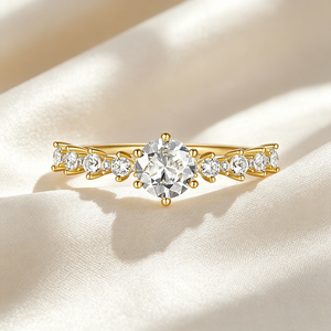 Wholesale Custom 925 Sterling <b>Silver</b> Gold Plated Round <b>Cubic</b> <b>Zirconia</b> Five Prong Engagement <b>Ring</b> Side Pave CZ Fine Jewelry Gift - Product Image 4