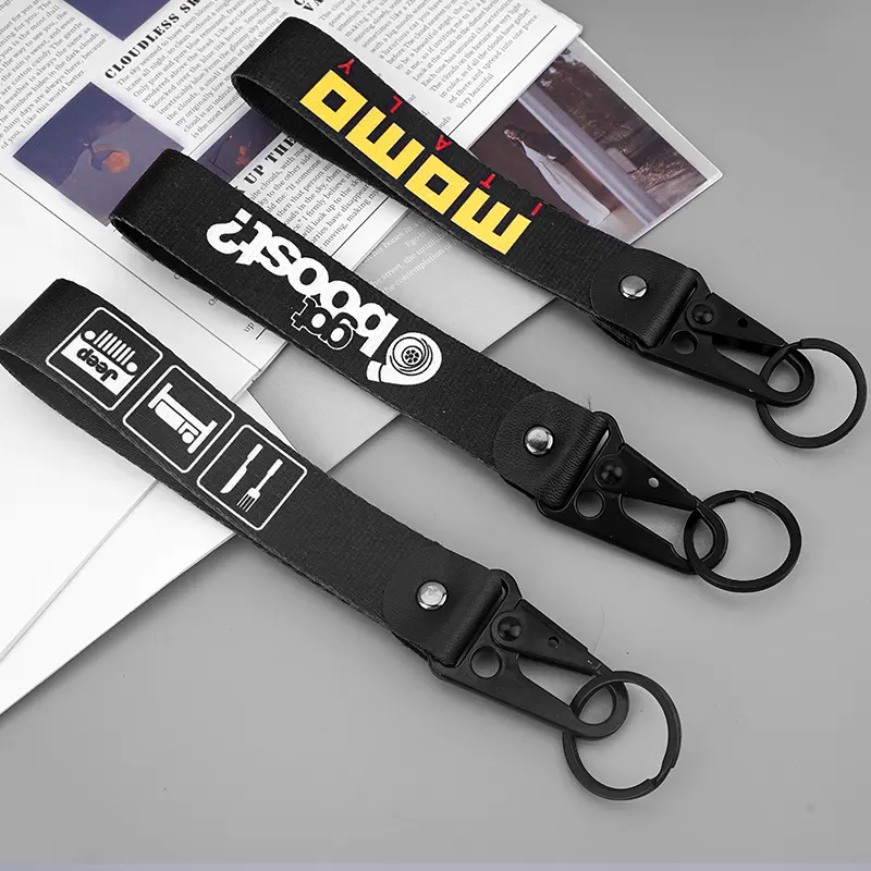 Customized Designer Personal Logo Wristband Lanyard Dye Sublimation Promotional Motorcycle Lanyard Keychain