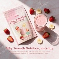 Poudre de smoothie substitut de repas OEM AegleWell riche en protéines, saveur fraise banane, avec poudre de fruits et vitamine C
