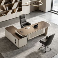 Bureau de direction modulaire de luxe moderne et durable en forme de L, mobilier de bureau en PVC pour PDG, table spacieuse avec tiroirs, assemblage facile