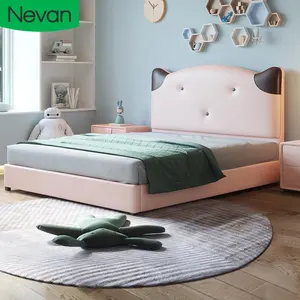 Mobília da casa de luxo moderno cama king size madeira rosa meninas para crianças