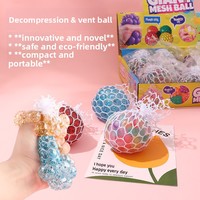 Balle anti-stress créative en plastique en forme de raisin 5 cm, jouet à presser pour soulager le stress, perles colorées pour massage manuel, petit cadeau, vente en gros