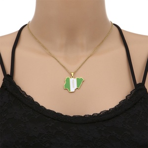 Collar con Colgante de Mapa de Nigeria al por Mayor, Bandera Esmaltada de Acero Inoxidable, Collar con Mapa de África, Colgante Personalizado con Forma de Mapa - Product Image 1