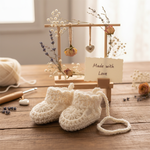 Mini botines de algodón tejidos a mano de 3.5x2 cm, recuerdo para bebé (niña o niño), decoración para fiestas de baby shower y bautizos - Product Image 3