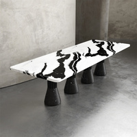 Nouvelle table à manger extensible de luxe scandinave en marbre massif pour 8 personnes, idéale pour la salle à manger à domicile
