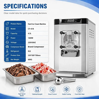 Machine à glace dure commerciale 20L/H, congélateur discontinu professionnel pour gelato, idéale pour les petites entreprises