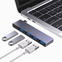 Hub Divisor de Estación de Acoplamiento USB-C de 4 Puertos y 1 Tipo 3.0 5 en 1 con Adaptador OTG para Carga de Portátiles y Funciones de Conversión de Datos