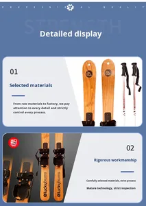 Tabla de Esquí Deportiva Infantil de Madera Maciza, Estilo Libre, Trineo de Moda Invernal, Juego de Tabla Doble, Modelo Ski-4 de 130 cm - Product Image 4