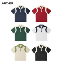 Polo à demi-zip en mélange de coton respirant 240 GSM pour vêtements de travail d'entreprise avec logo brodé personnalisé