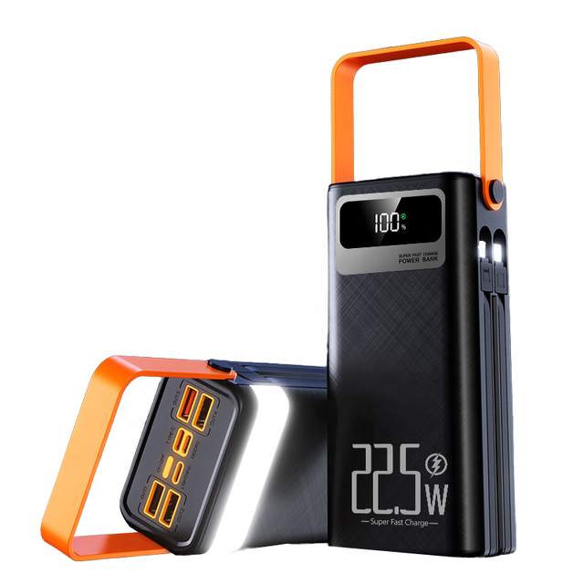 30000mAh High Capacity Power Bank 22.5w Fast Charging LED Display 4USB Type-C Output Power Bank 30000mah Built in 30cm Cable