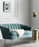 Chaise de canapé de luxe en forme de coquille de fleur en laiton doré tapisserie d'ameublement en métal tissu de velours 2 places meubles de salon chaise moderne