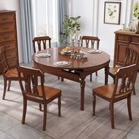 Ensemble de table à manger moderne en bois massif, table pliante extensible pour salle à manger avec 4, 6 ou 8 chaises