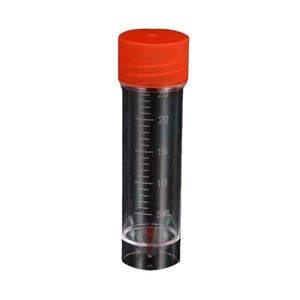 Vaso de muestra desechable de plástico Feiyue de 25 ml con tapa de rosca graduada para la recolección de orina y esputo - Product Image 1