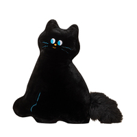 Coussin en peluche chat noir moelleux, jouet animal en peluche doux, coussin de canapé, décoration intérieure, cadeaux pour enfants, vente directe d'usine, vente en gros